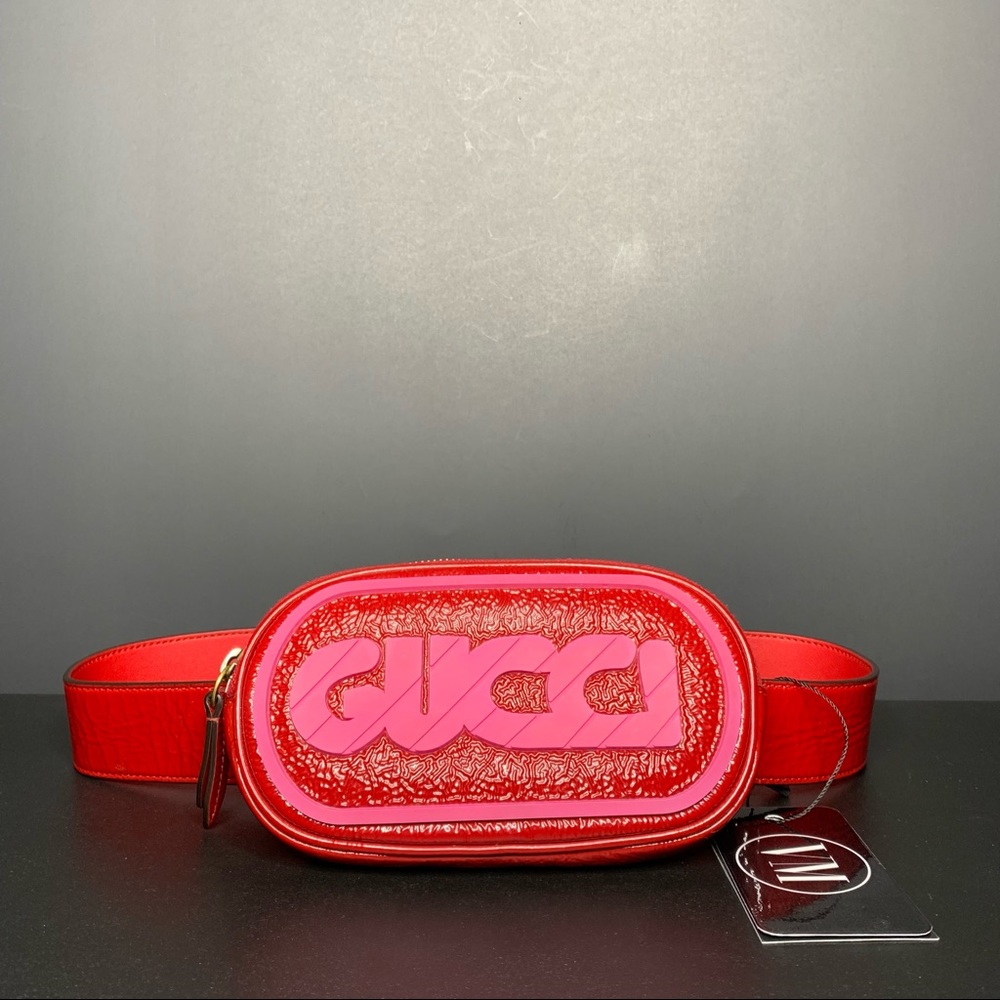 Gucci Red and Pink Logo Belt Bag